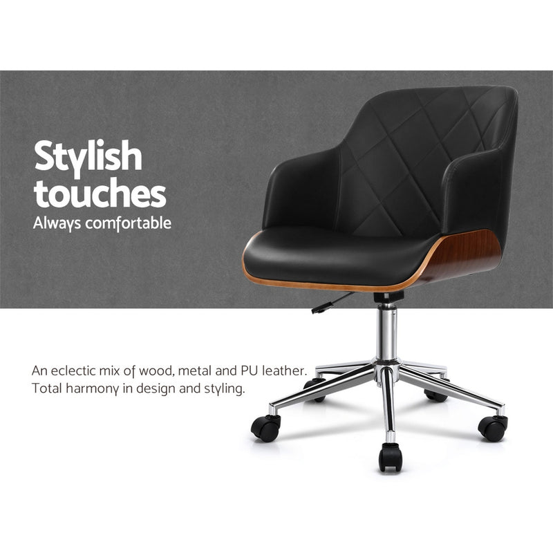 Eclectic Leather Office Desk Chair - Black