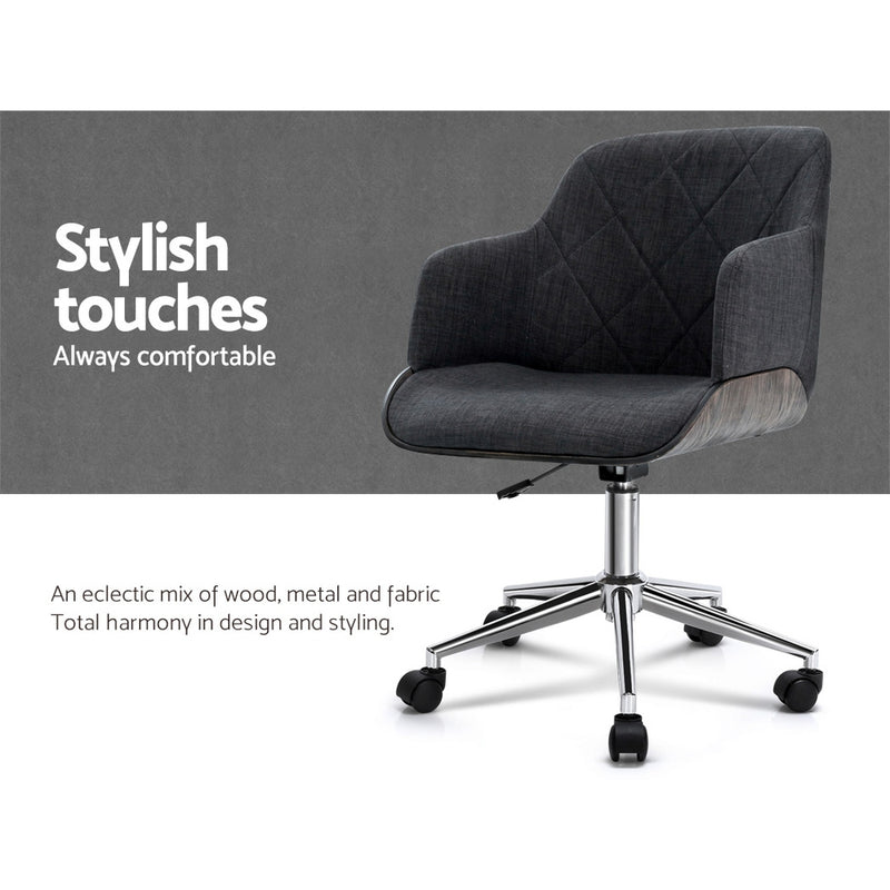 Eclectic Fabric Office Desk Chair - Grey