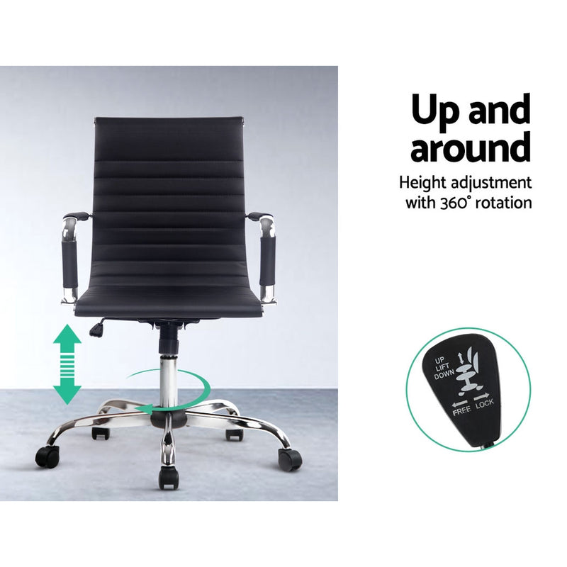 Sleek Contemporary Office Chair - Black Mid Back