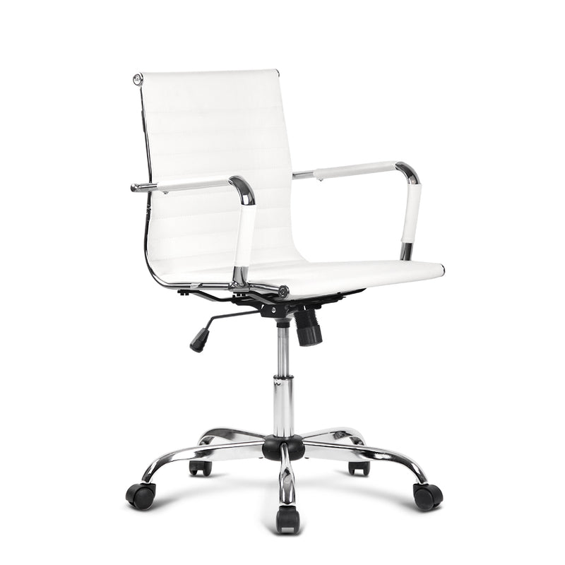 Sleek Contemporary Office Chair - White Mid Back