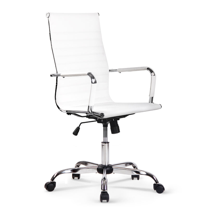 Sleek Contemporary Office Chair - White High Back
