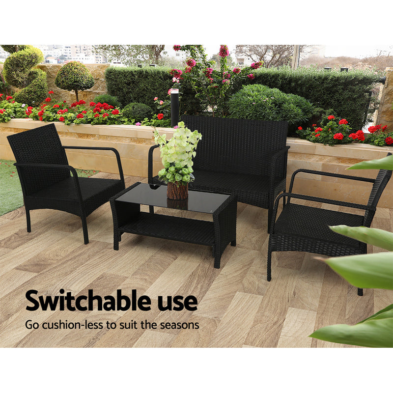 Outdoor Sofa Set - 4 Piece Chairs & Table