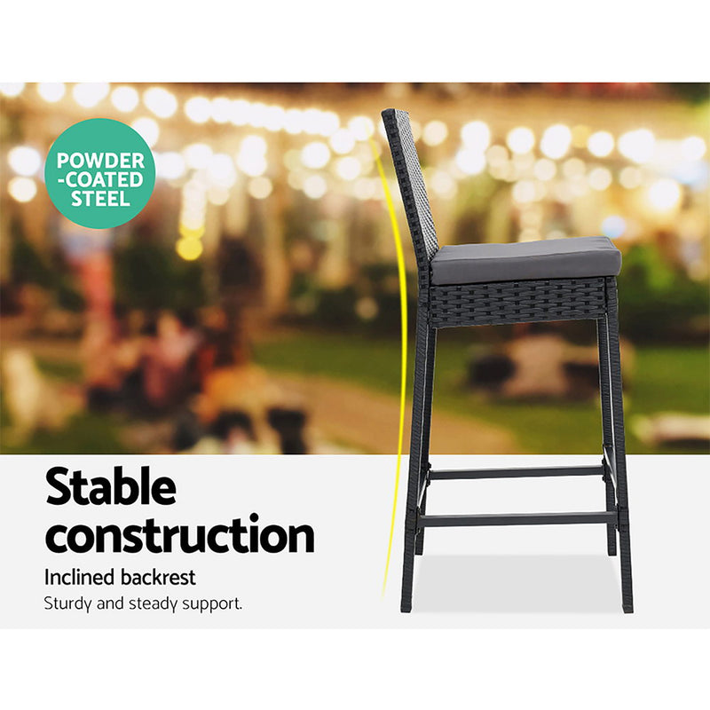 Crafted Outdoor Bar Set - Table Stools Set of 4 - Patio Garden