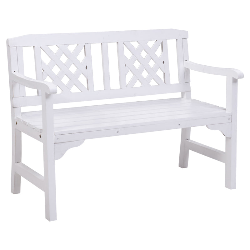 Patterned Garden Bench - White - 2 Seater