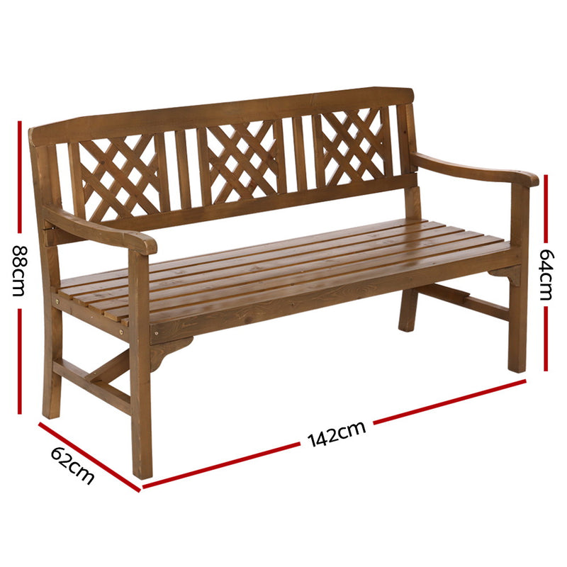 Patterned Garden Bench - Natural - 3 Seater