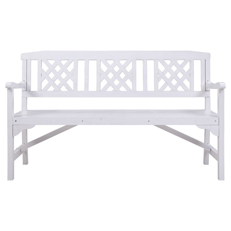 Patterned Garden Bench - White - 3 Seater