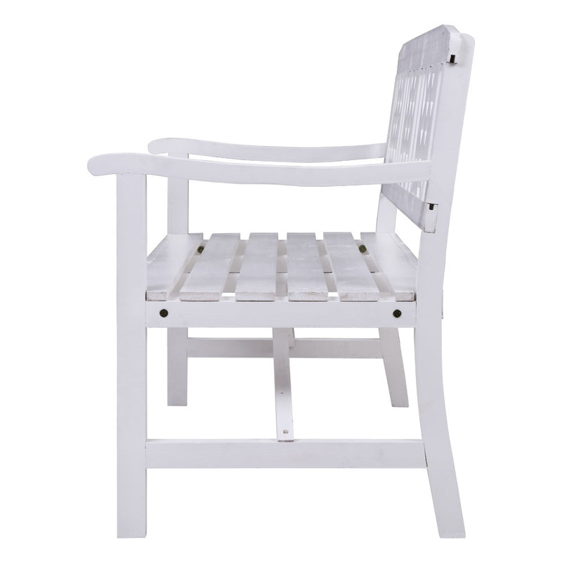 Patterned Garden Bench - White - 3 Seater