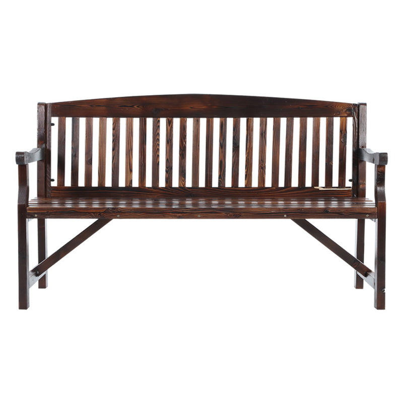 Rustic Outdoor Bench - 3 Seater - Brown