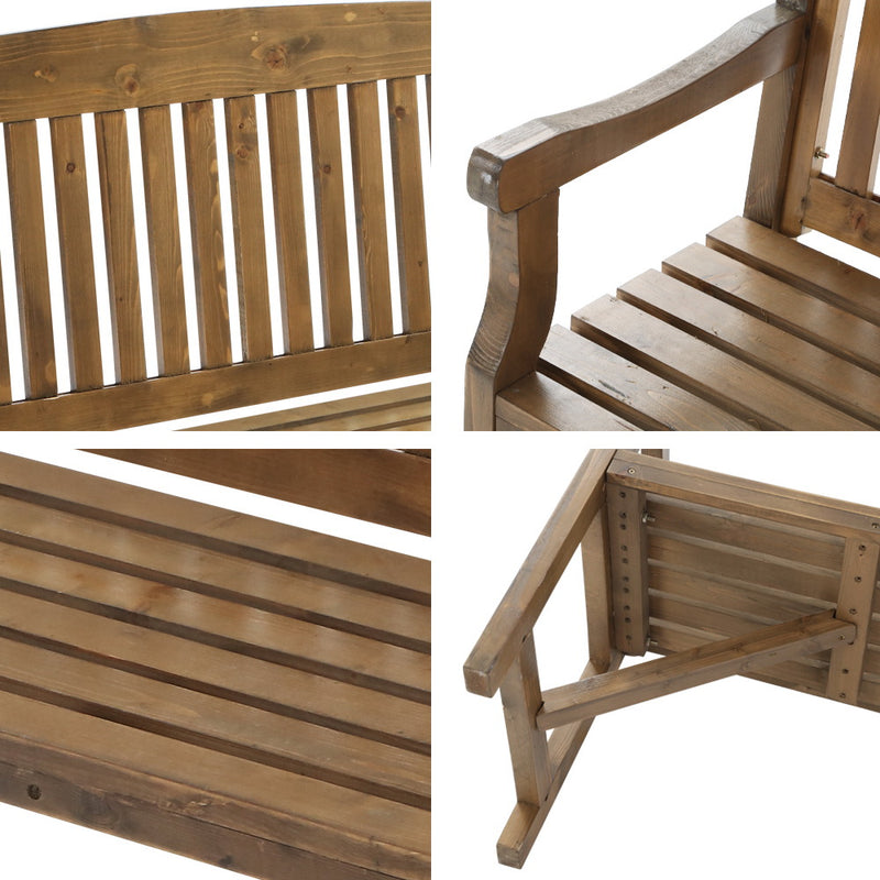 Rustic Outdoor Bench - 3 Seater - Natural