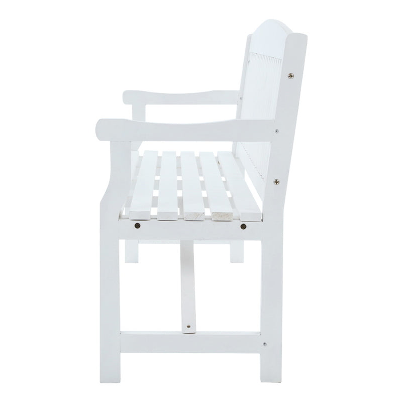 Rustic Outdoor Bench - 3 Seater - White