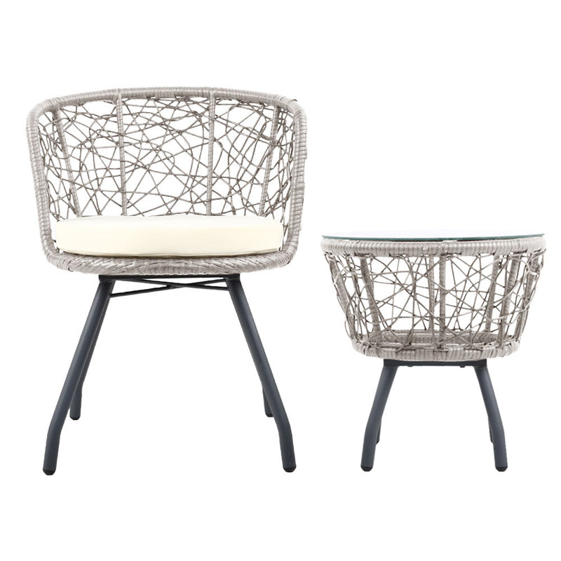 3-Piece Patio Chair & Table Set - Grey