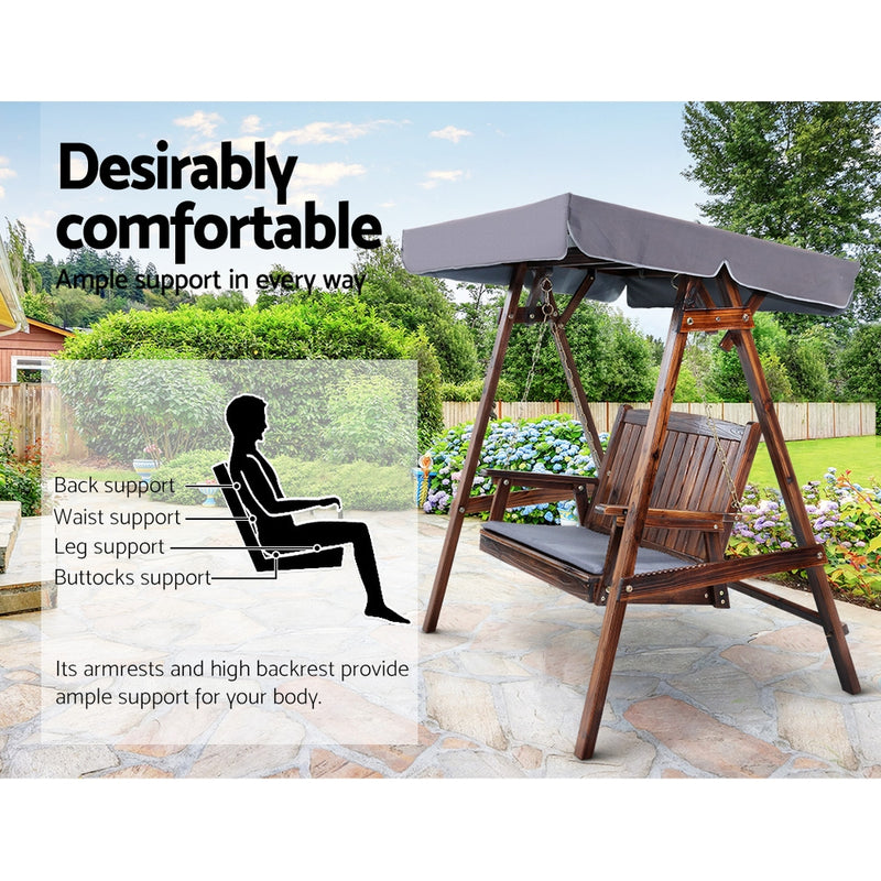 Outdoor Canopy Swing Bench - 2 Seater