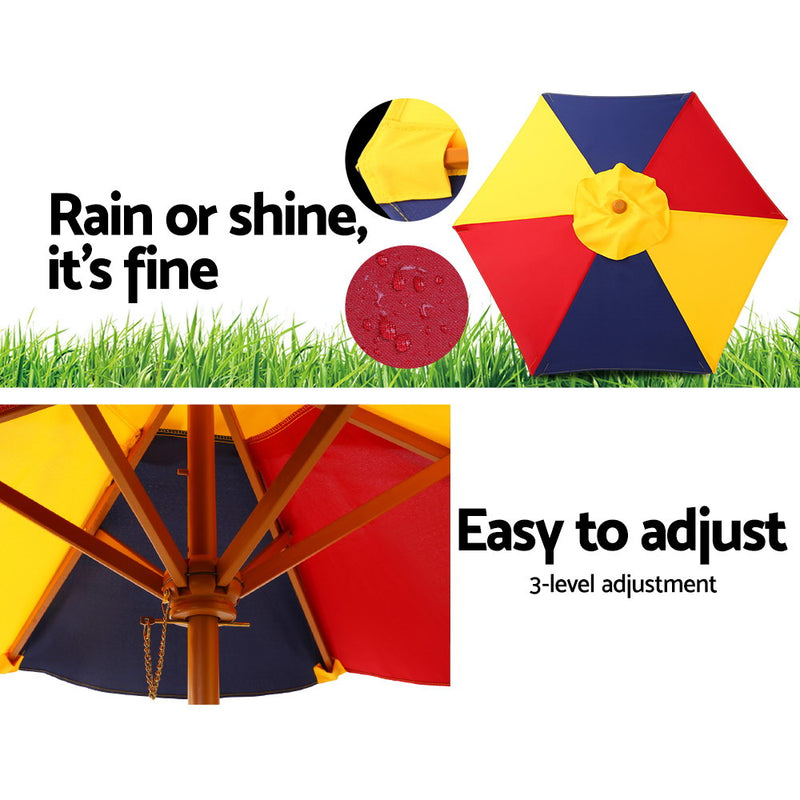 Kids Picnic Bench-Umbrella Set - Multicolor
