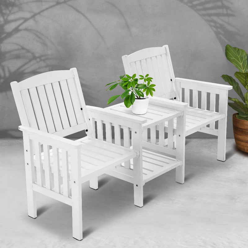 Modern Rustic Garden Bench - White