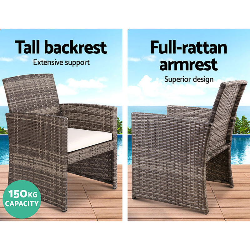 Outdoor Wicker Set - 4 Piece Chairs & Table Beige - Deck Poolside