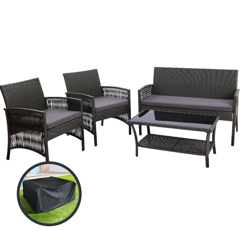 Nova Outdoor Furniture Dining Set Outdoor Lounge Setting Rattan Patio Grey