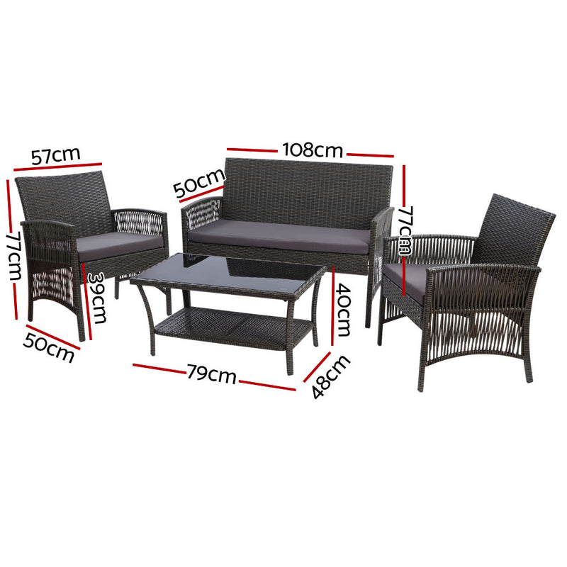 Nova Outdoor Furniture Dining Set Outdoor Lounge Setting Rattan Patio Grey