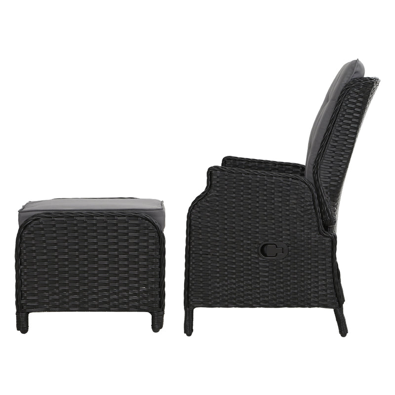 Outdoor Recliner Chair-Ottoman Set - Lounge Patio