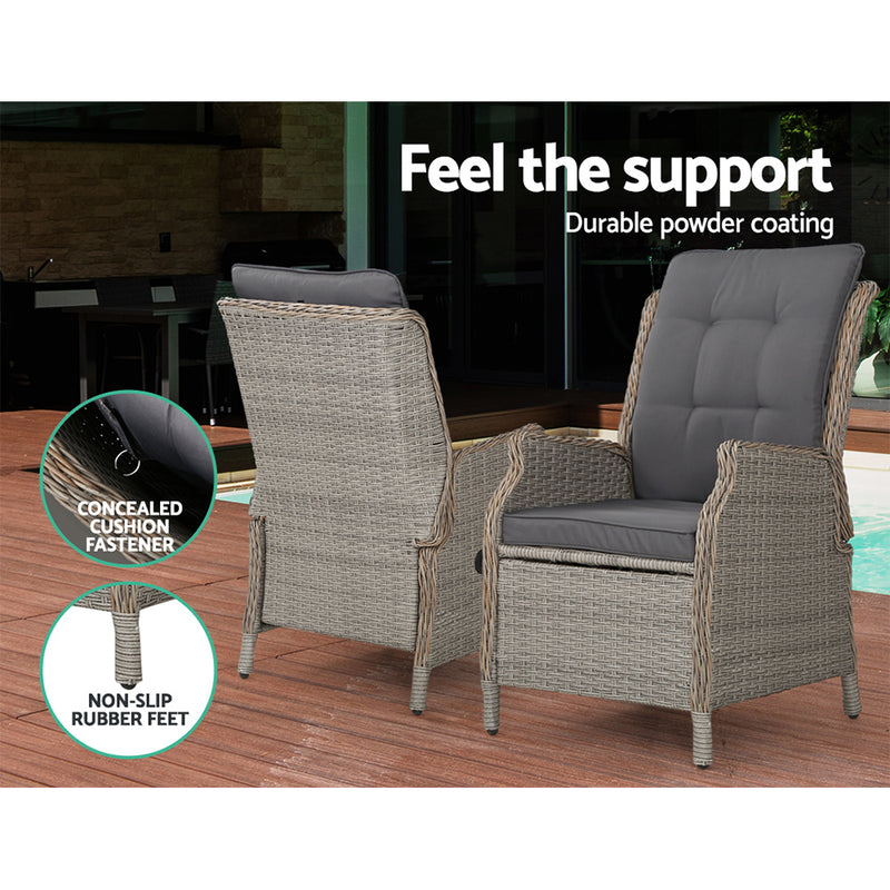 Single Recliner Chair Sun lounge Outdoor Setting Patio Furniture Wicker Sofa