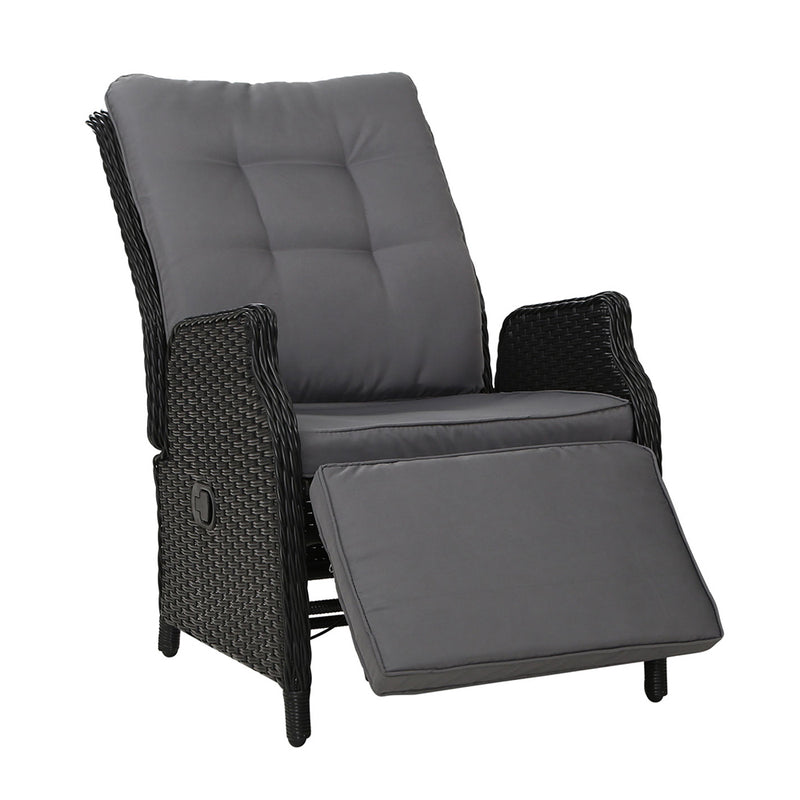 Denwoods Recliner Chair Sun lounge Setting Outdoor Furniture Patio Wicker Sofa