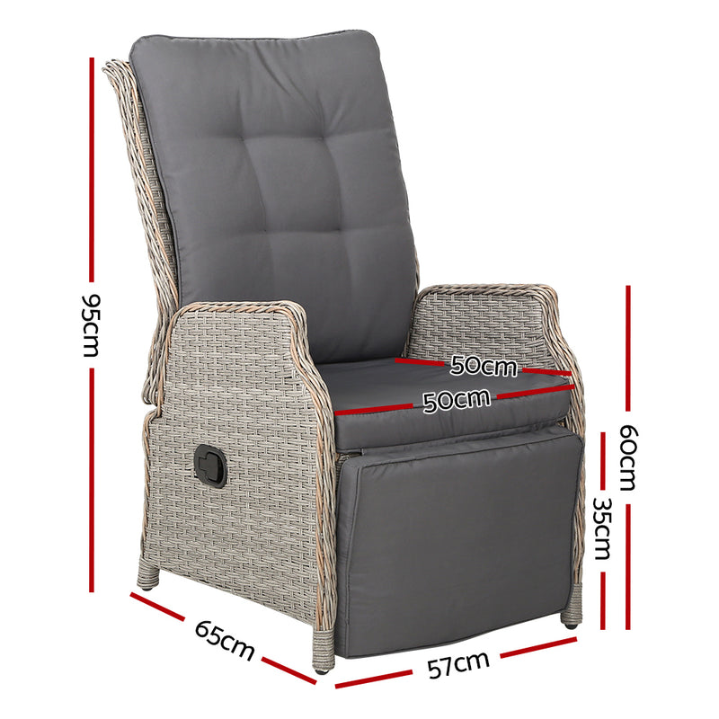 Denwoods Sun lounge Setting Recliner Chair Outdoor Furniture Patio Wicker Sofa
