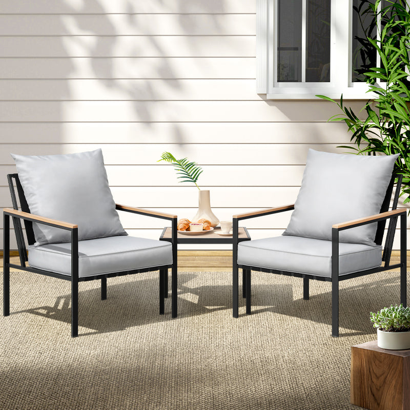 Zen Lounge Setting Bistro 3PCS - Set Chairs Table Patio