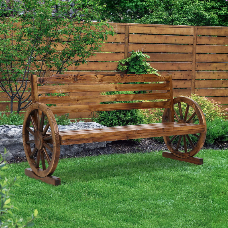 3-Seater Outdoor Wagon Bench - Brown