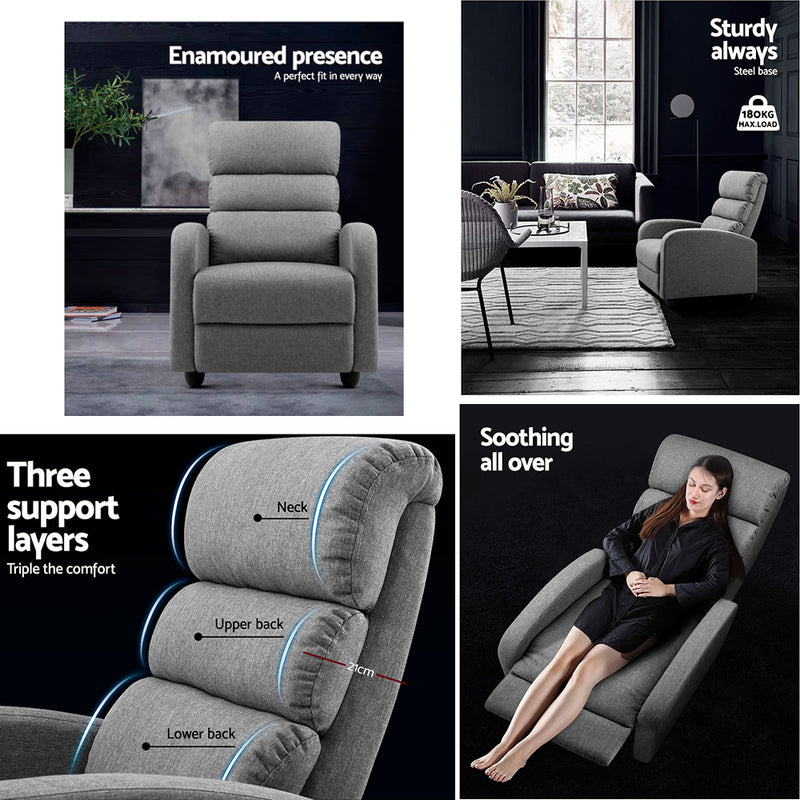 Premium Lounge Recliner Armchair - Grey