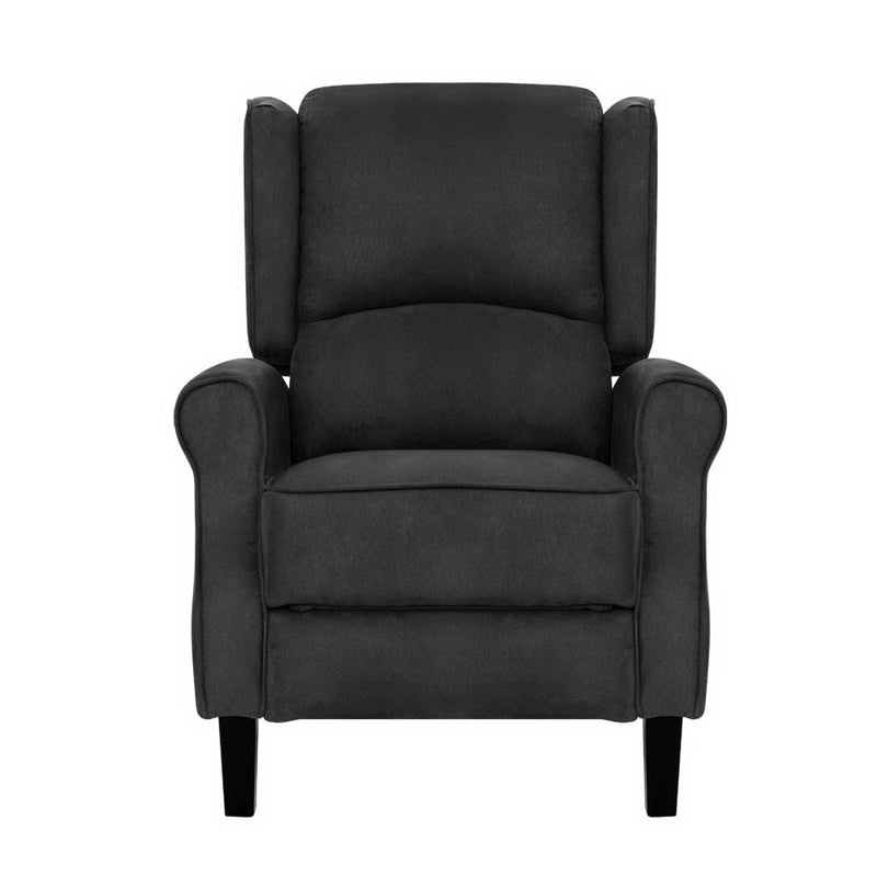 Classic Recliner Chair Soft Suede Armchair Charcoal