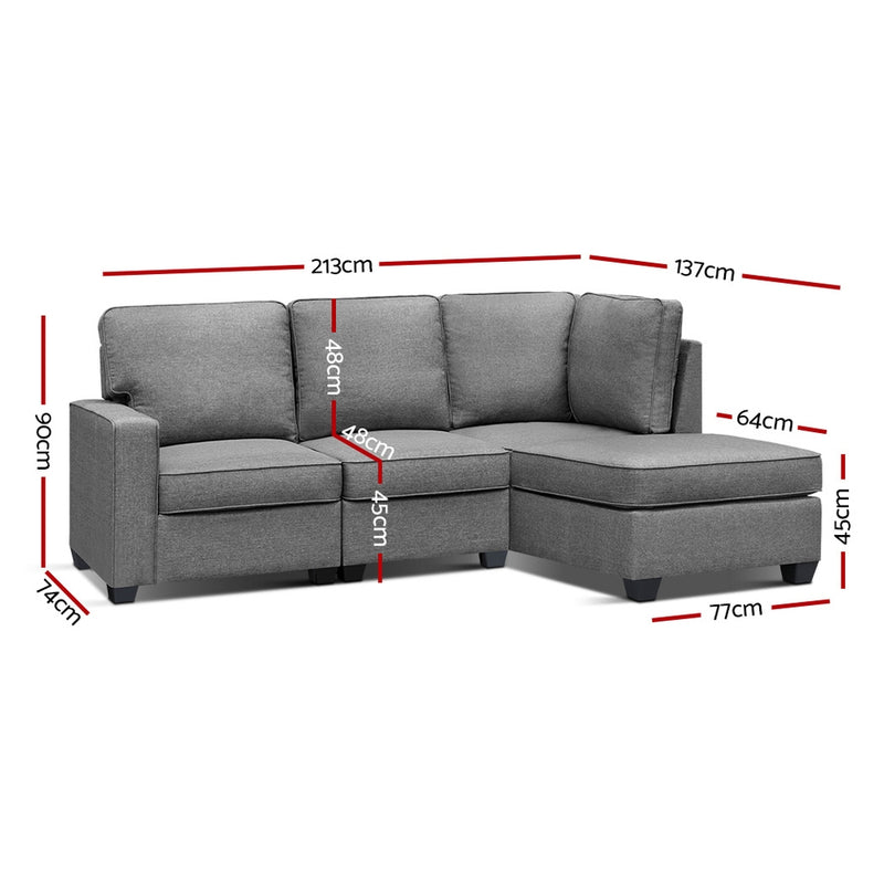 4-Seater Modular Sofa Set - Grey