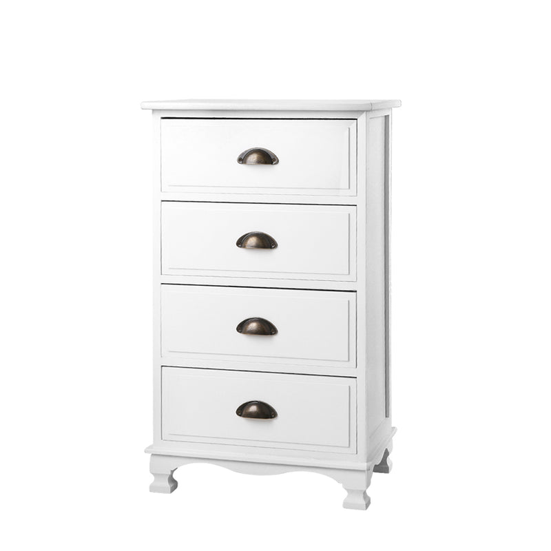 4-Drawer Vintage Side Table - White