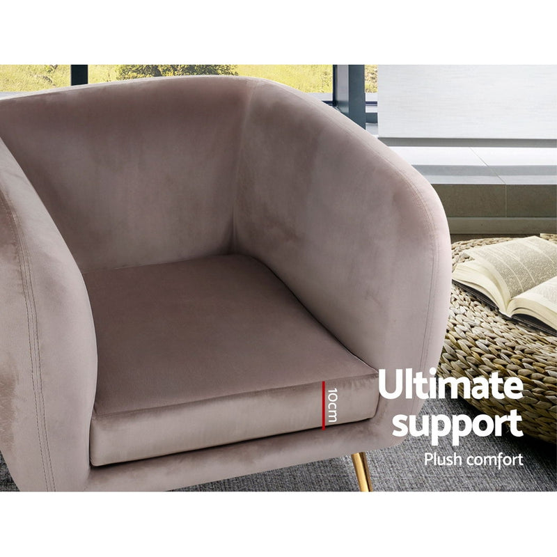 Meerah Lounge Sofa Accent Couch Velvet Beige