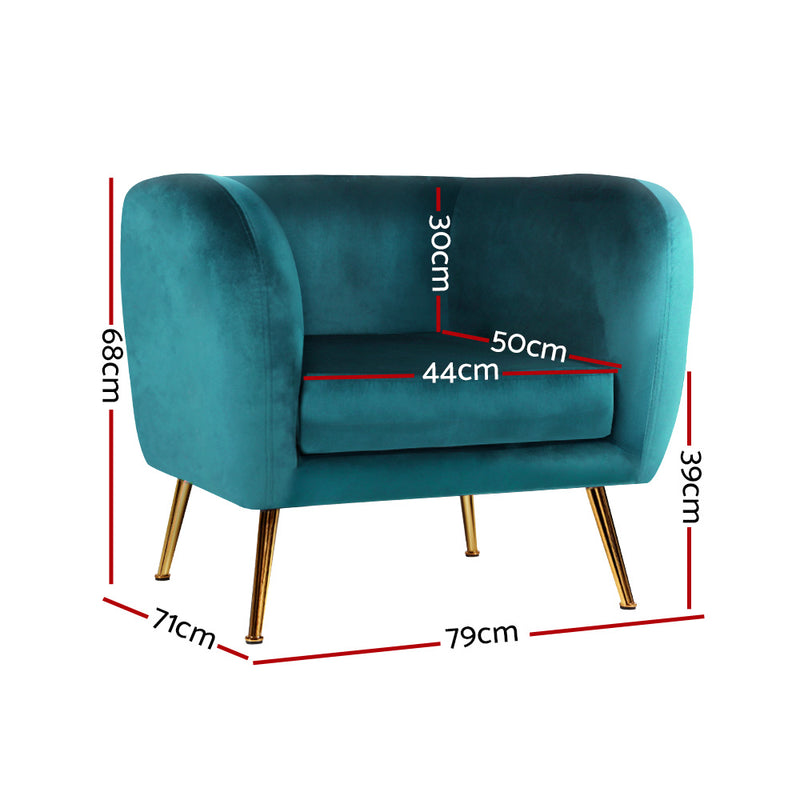 Meerah Lounge Sofa Accent Couch Velvet Green