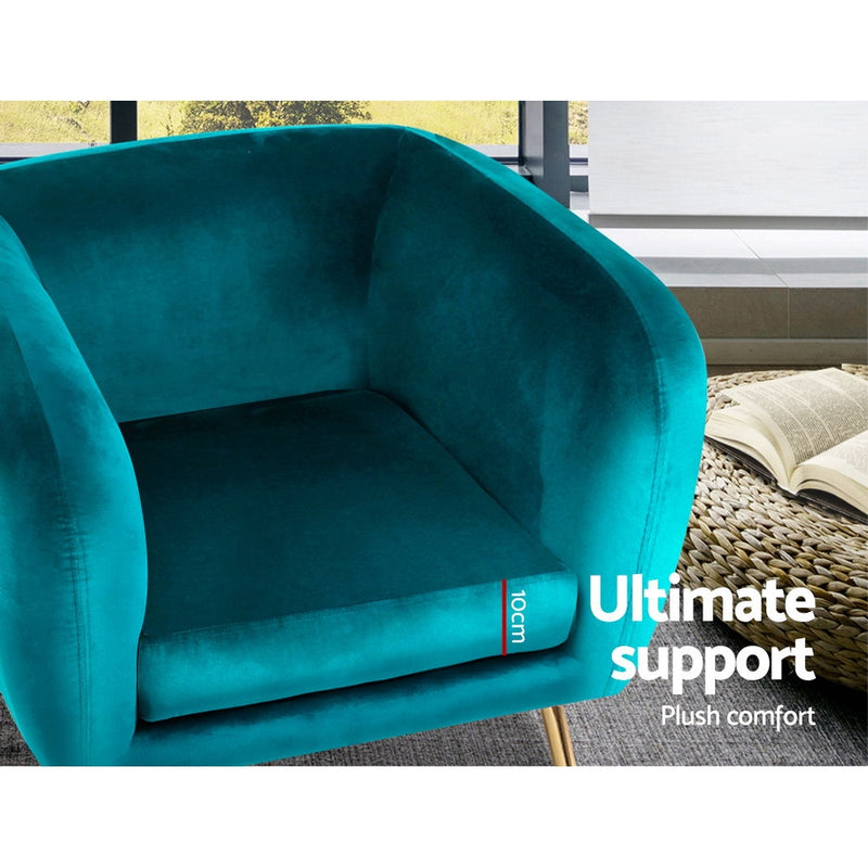 Meerah Lounge Sofa Accent Couch Velvet Green
