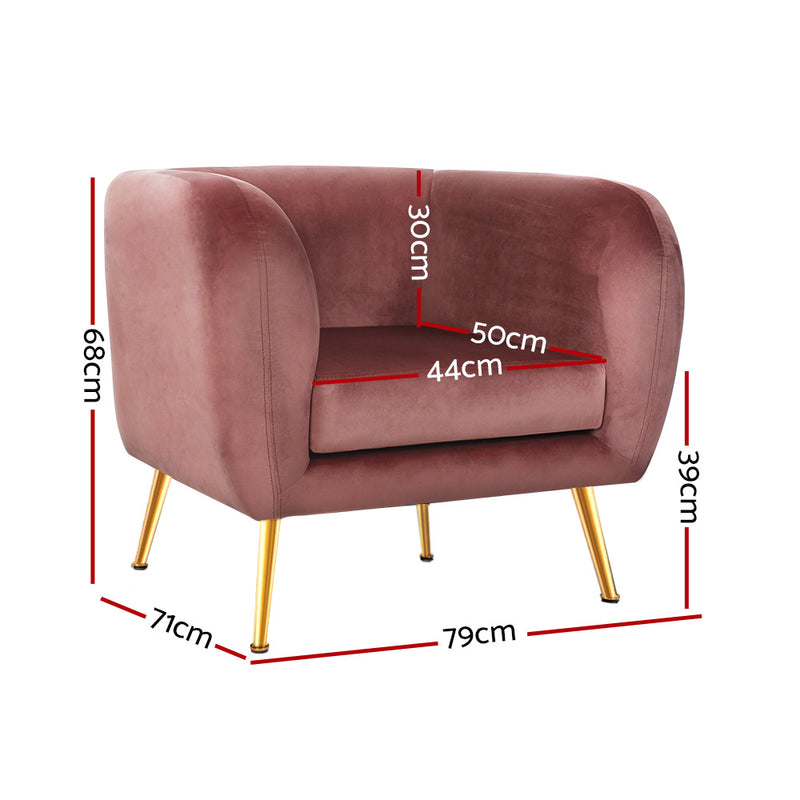 Meerah Lounge Sofa Accent Couch Velvet Pink