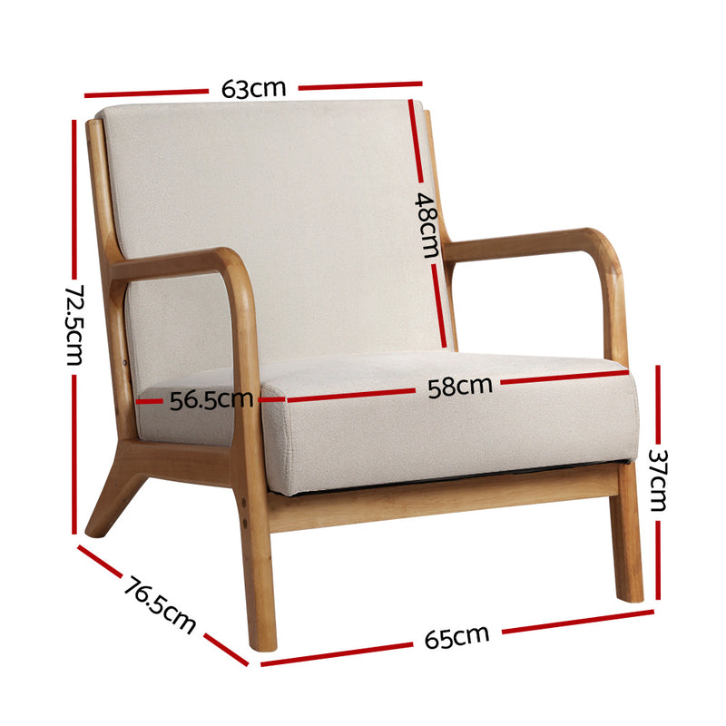 Zen Lounge Accent Armchairs - Beige Wood