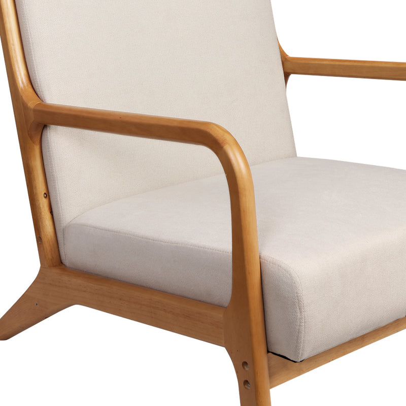 Zen Lounge Accent Armchairs - Beige Wood