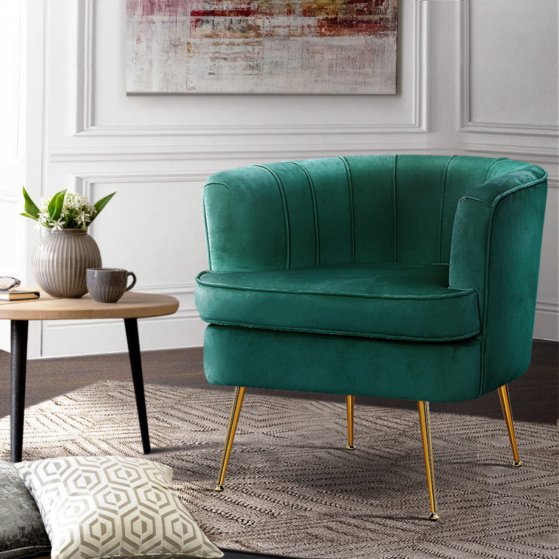 Tessa Lounge Accent Sofa Chairs Velvet Green Couch
