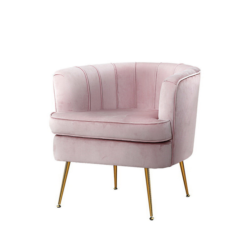 Tessa Lounge Accent Sofa Chairs Velvet Pink Couch