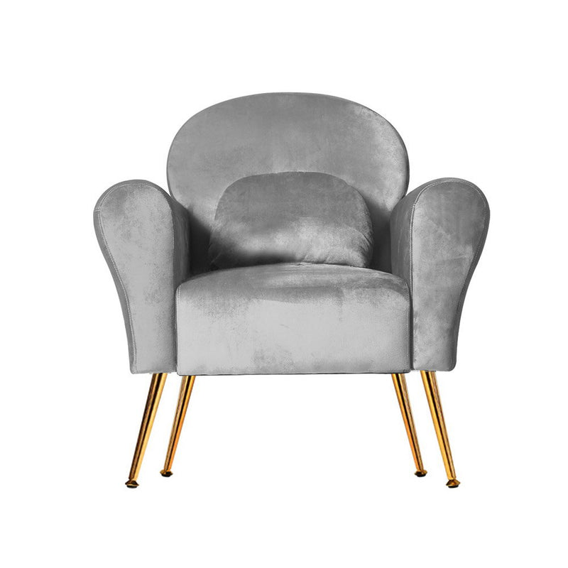 Calvin Armchair Lounge Chair Accent Armchairs Chairs Sofa Grey Velvet Cushion