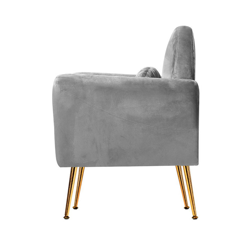 Calvin Armchair Lounge Chair Accent Armchairs Chairs Sofa Grey Velvet Cushion