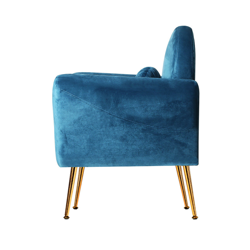 Calvin Lounge Chair Accent Chairs Armchairs Sofa Navy Velvet Cushion