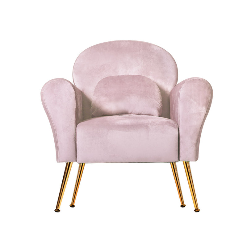 Calvin Lounge Chair Accent Armchairs Chairs Sofa Pink Velvet Cushion