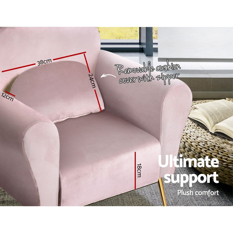 Calvin Lounge Chair Accent Armchairs Chairs Sofa Pink Velvet Cushion