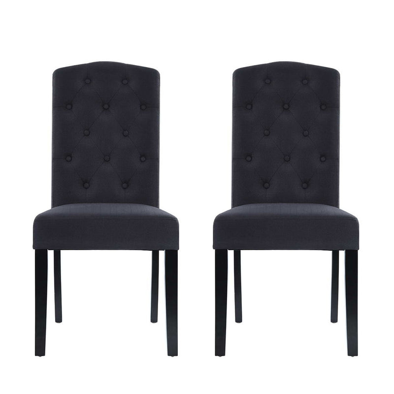 Set of 2 Sleek High Back Dining Chairs - Grey