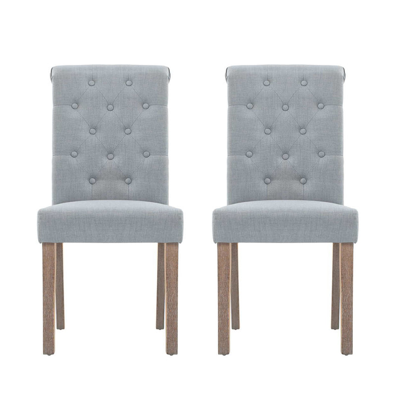 Set of 2 Sleek High Back Dining Chairs - Light Grey