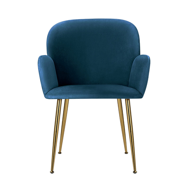 Meerah Set of 2 Dining Chairs Armchair Upholstered Velvet Blue