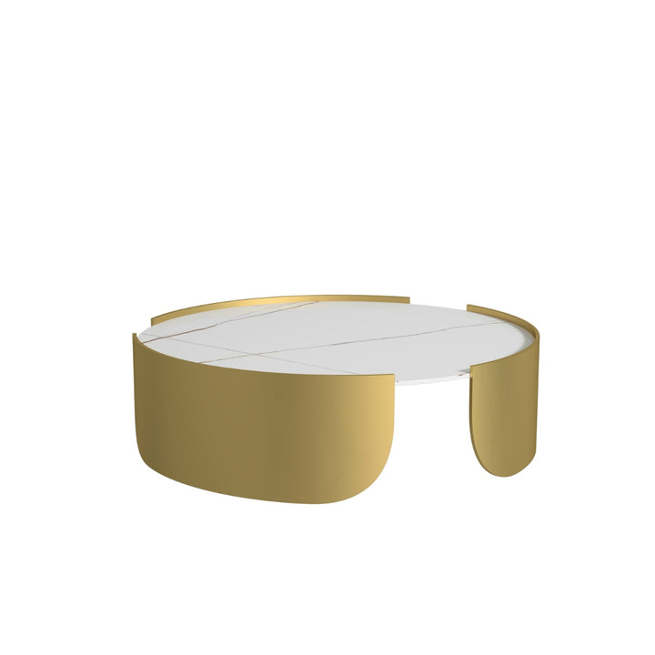 TINA Ceramic Coffee Table Nesting Coffee Table/Ceramic Table Top/Golden powder-coated steel legs