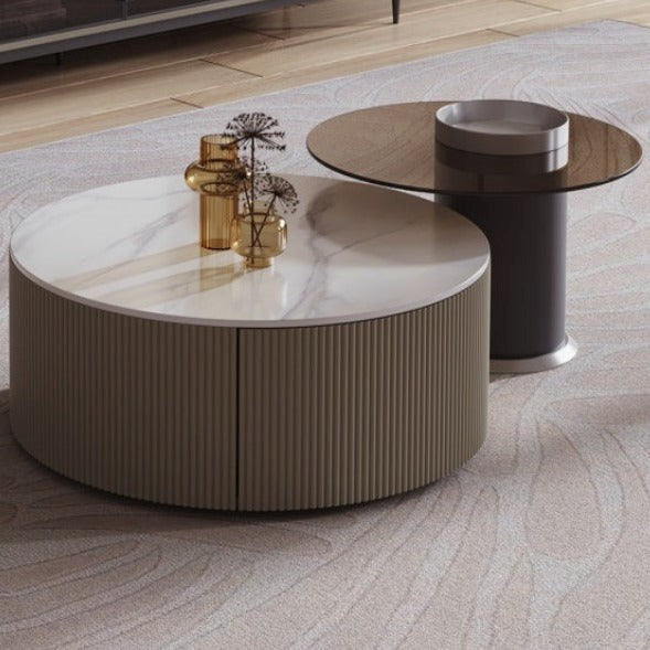 Keesley Nesting Coffee Table Set/Glossy Ceramic top/ Modern