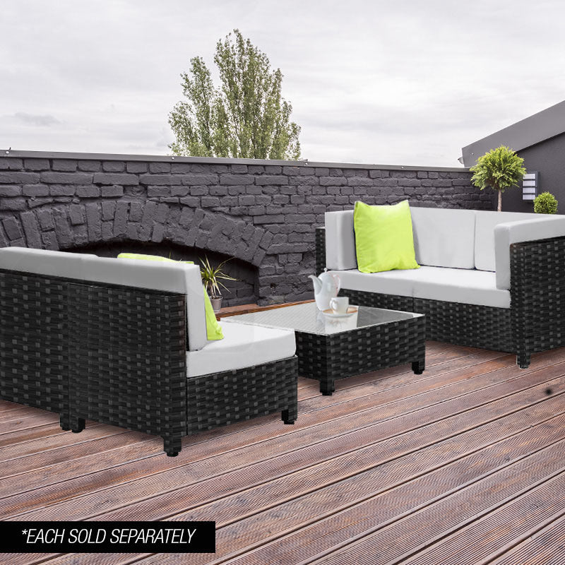 NOVA RATTAN 1pc Sofa Outdoor Furniture Setting - Steel Frame Garden Lounge